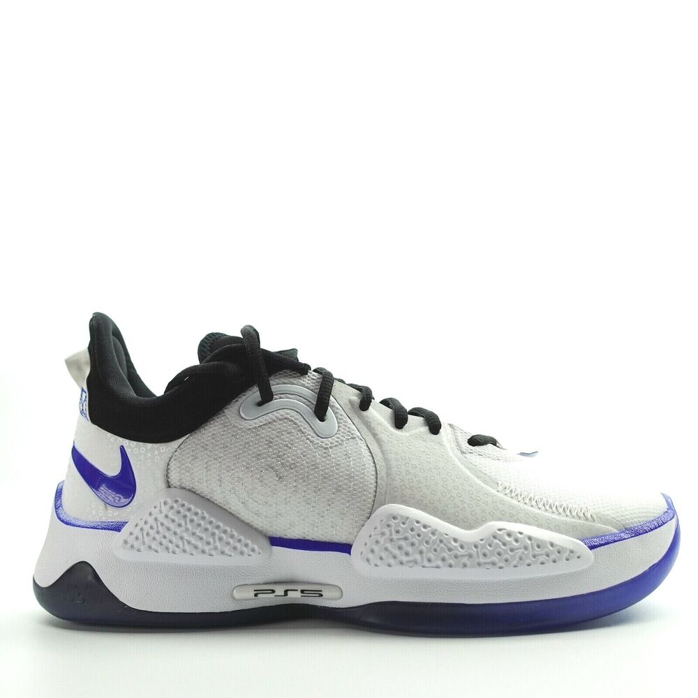 Nike PG 5 PS Playstation White Black Blue Paul George CW3144-100 Mens Shoes 5.5